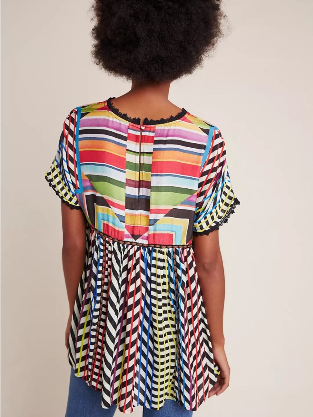 Anthropologie Conditions Apply Multicolor Striped Peplum Tunic Size Small - Picture 2 of 7